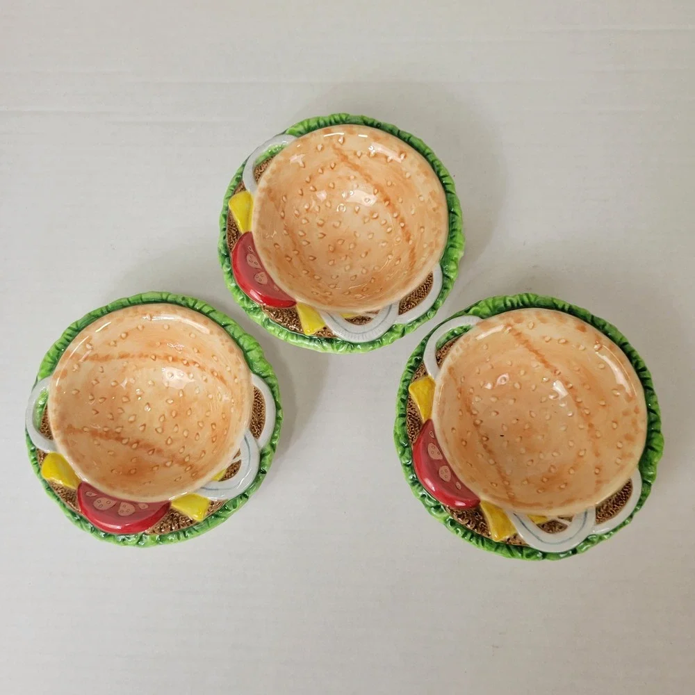 Fitz and Floyd Grillin and Chillin Burger Appetizer Platter Bowl Set‎ BBQ Party